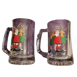 Set of 2 Balfour Tipsy Santa Reindeer Beer Mugs